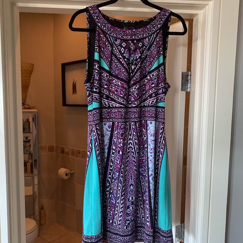 Hale Bob. Purple & teal sleeveless dress. Size Medium. Never worn.